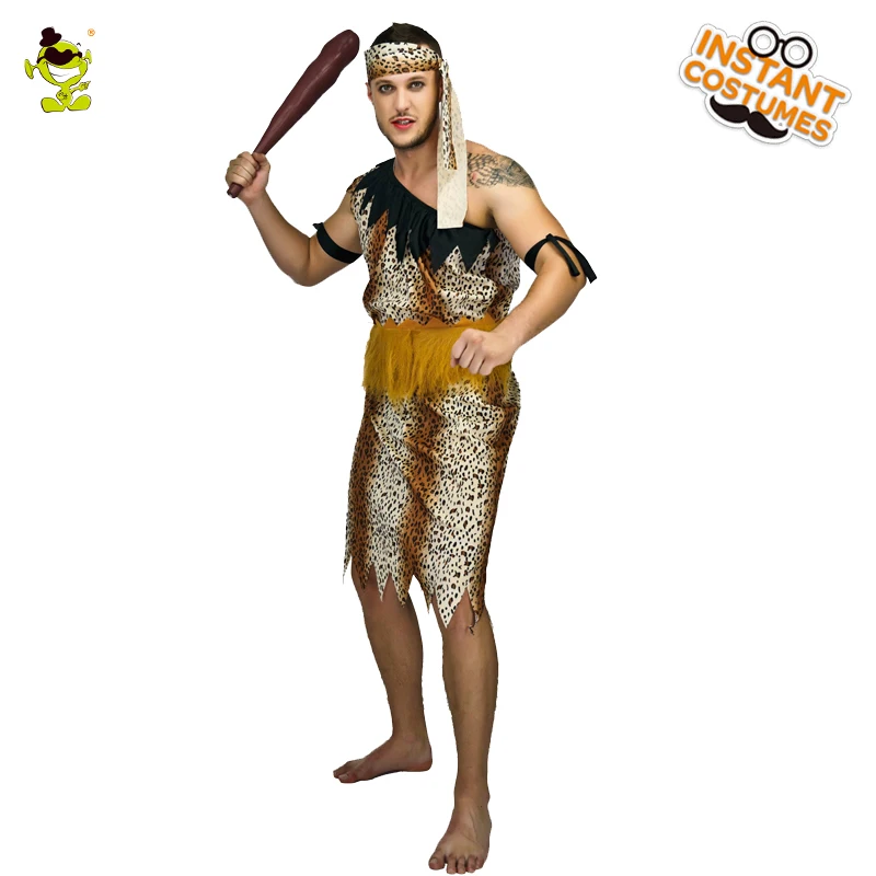 Взрослый Для мужчин джунгли пещерный костюм Косплэй карнавальный оригинальный камень ролевая игра на