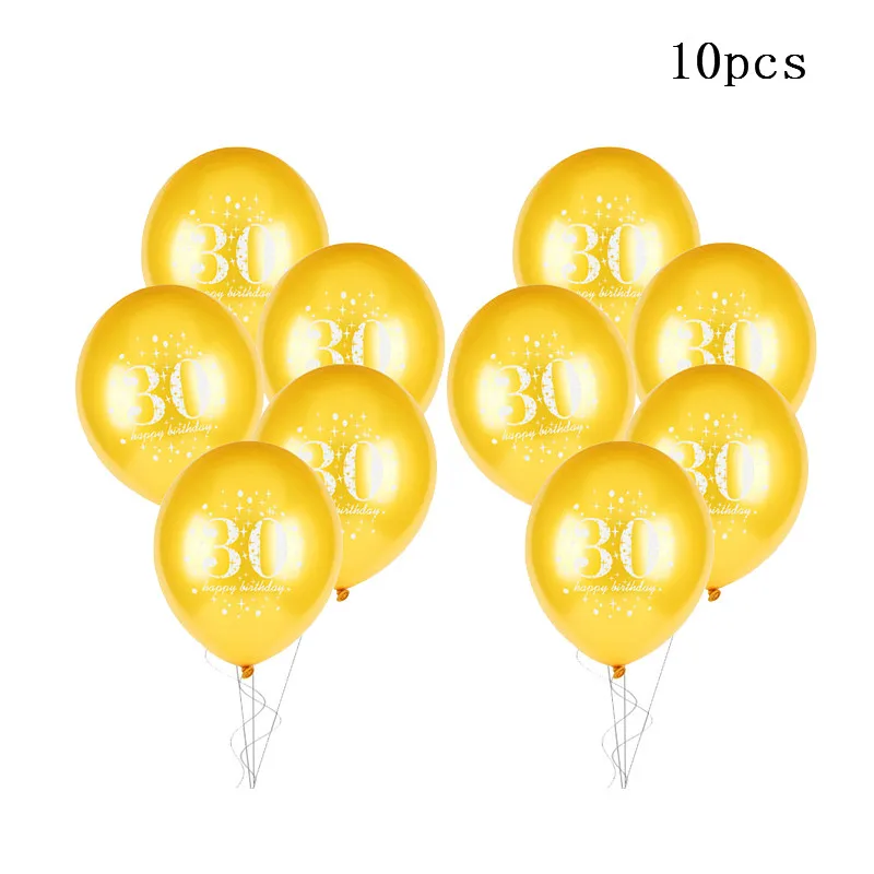 10pcs 30 Gold С днем рождения 30 40 50 60 юбилей украшения для дня рождения взрослых латексные шары с цифрами гелиевые шары 30-ая Свадебная вечеринка Сувениры - Цвет: 10pcs 30 Gold