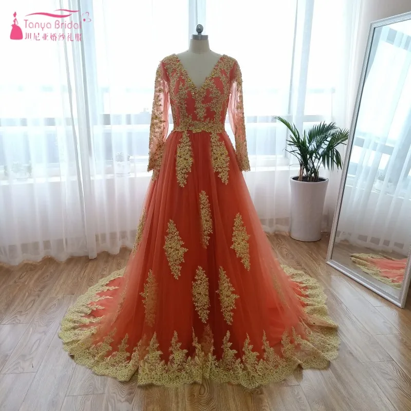 Таня Ближний Восток Surmount Роскошные свадебные платья с бисером Золотое кружевное