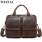 Мужской портфель WESTAL, кожаная сумка для ноутбука, мужская сумка для бизнеса, мужской офисный портфель, 8002