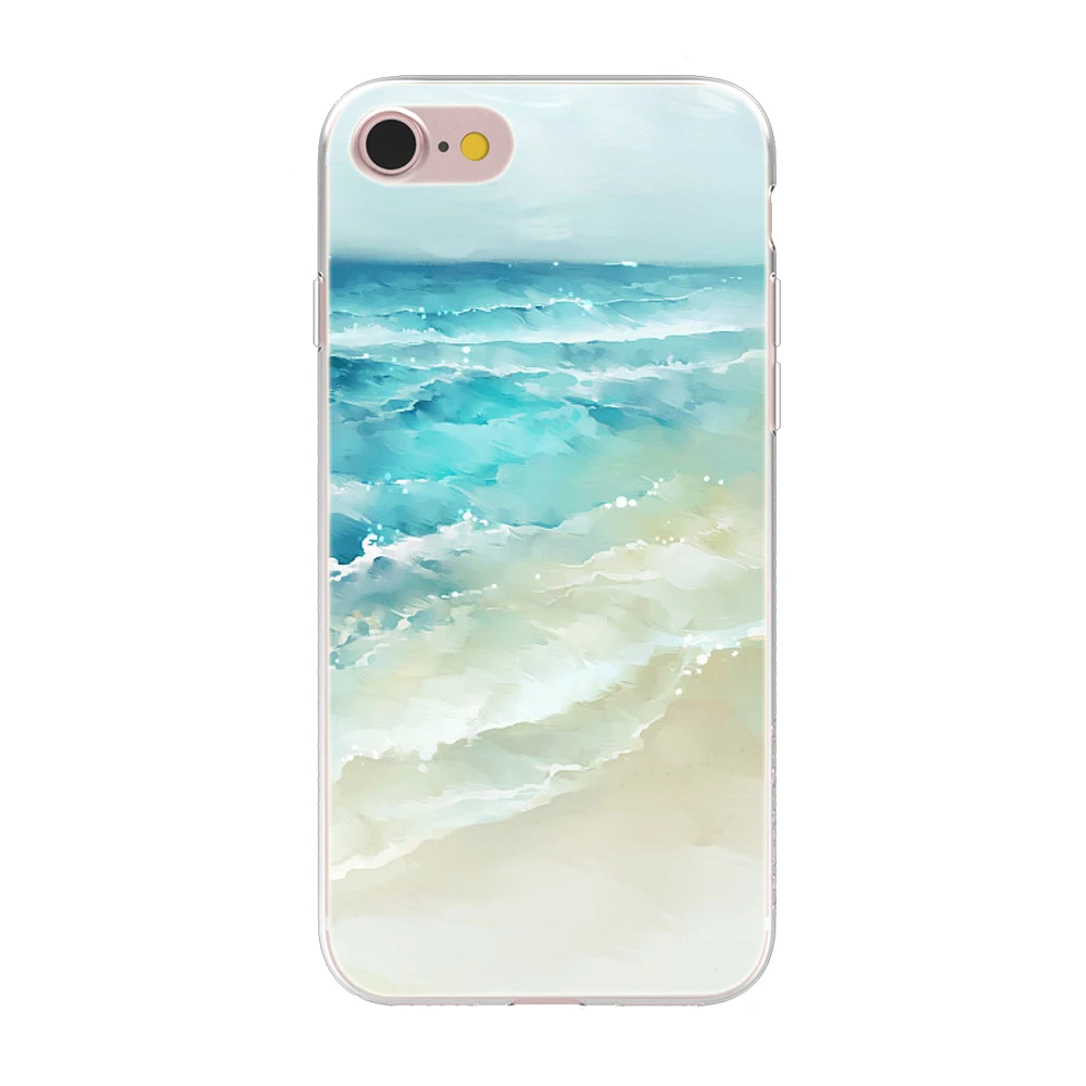 Чехол из ТПУ с голубыми морскими волнами и пляжем для iphone 7, 7 Plus, мягкий чехол из ТПУ для iphone X, 6, 6s, 6s plus, 8, 8 plus, 5S, SE, 5, задняя крышка - Цвет: 2 soft case