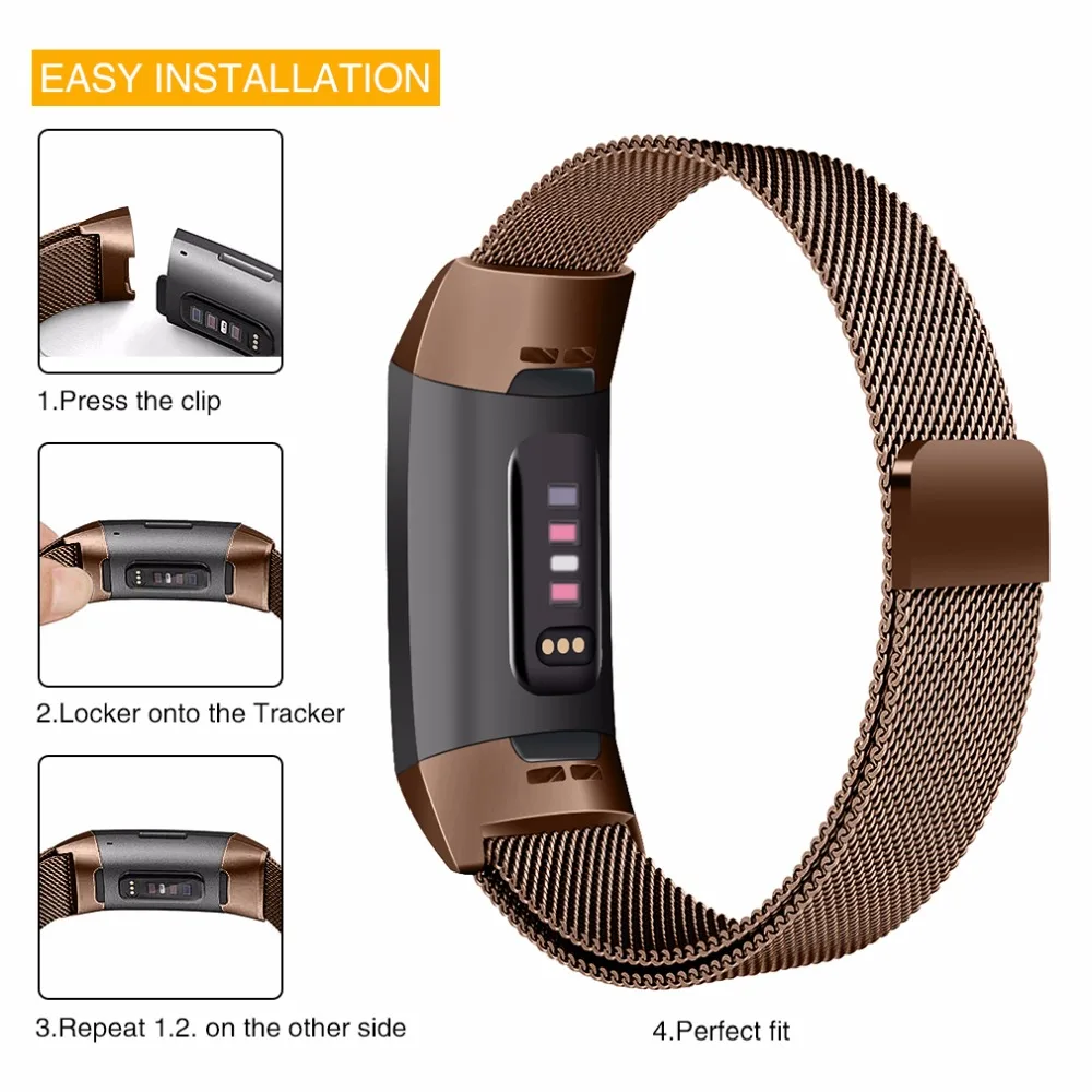 OULUCCI металлический ремешок из нержавеющей стали для браслета Fitbit charge 2 Миланская петля Магнитный Fitbit charge 3 ремешок умный Браслет для женщин и мужчин