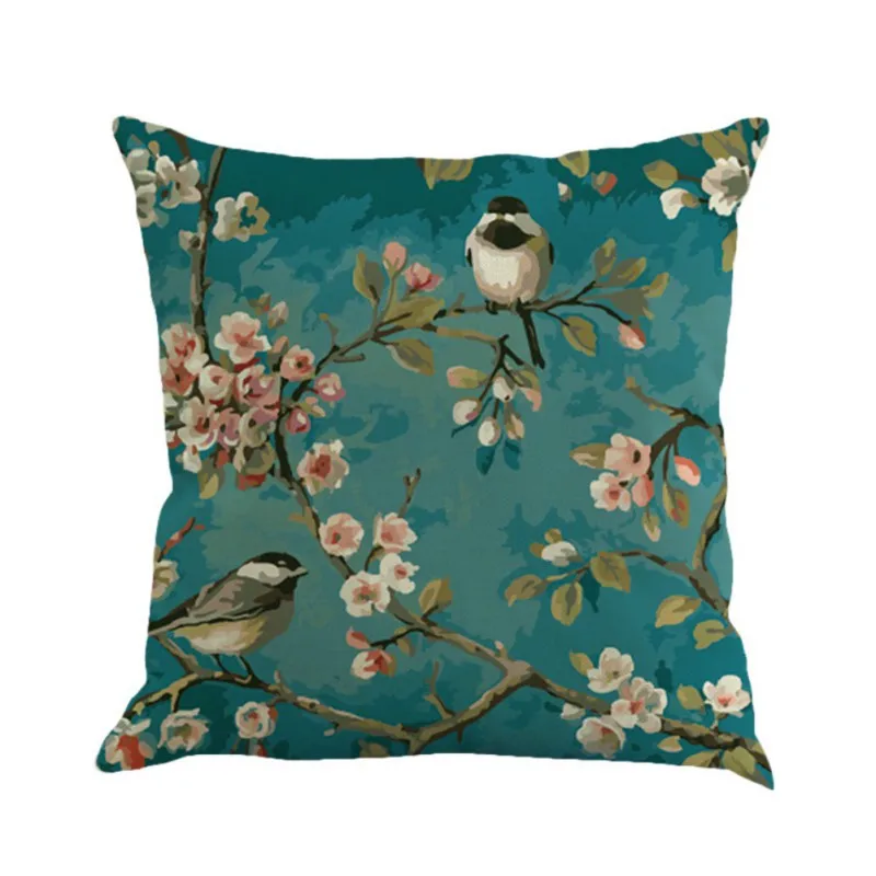 45*45 см подушки с птицами Декор для дома или автомобиля бабочка Almofada /Coussin/льняные