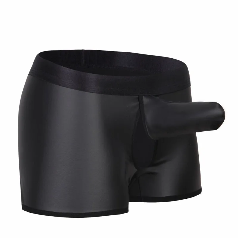 2018 сексуальное мужское кожаное нижнее белье боксеры дышащий пенис прозрачная