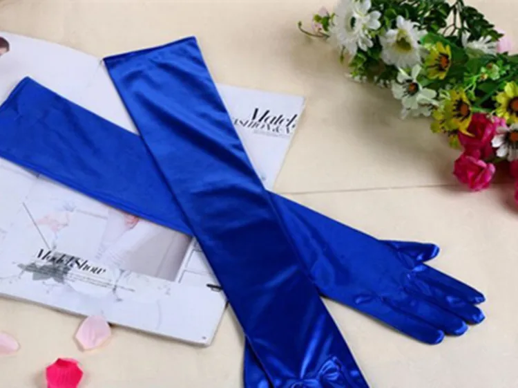 Новые модные длинные эластичные атласные перчатки для женщин/вечерние женские