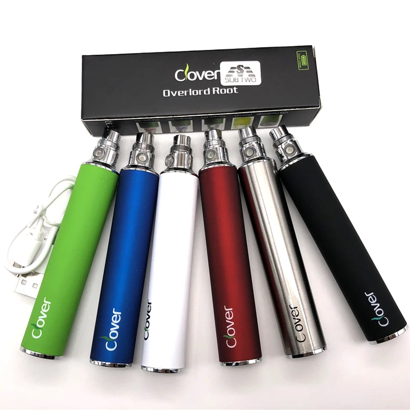 

2pcs Clover 2600mAh big capacity 510 thread Electronic cigarette battery USB Passthrough vape pen Clover Root VS ego-t battery
