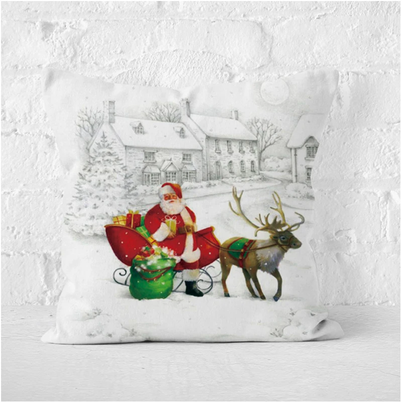Чехол для подушки Chritmas Hot Sofa из хлопка и льна прекрасный праздничный чехол дома