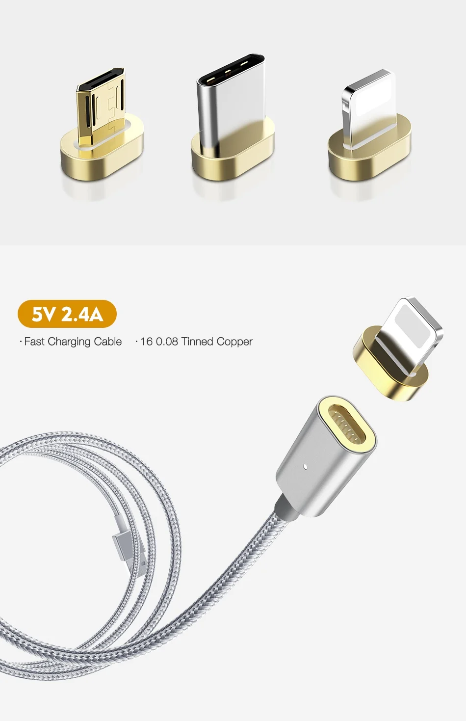 Магнитный usb-кабель FLOVEME для iPhone X, 8, 7 Plus, быстрое зарядное устройство для Micro USB type-C, Android, магнитный светодиодный кабель с датой