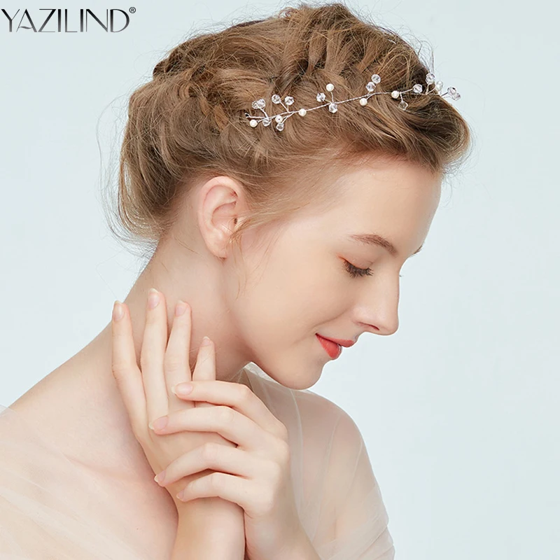 Yazilind ручной работы свадебные hairbands искусственного Кристалл Перл ободки тиара