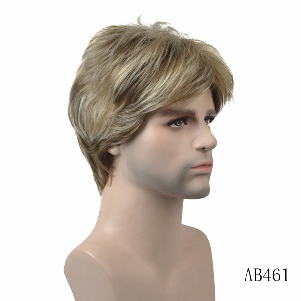 AB461 StrongBeauty мужской парик блонд/коричневый короткие прямые синтетические волосы натуральные парики - Цвет: AB461