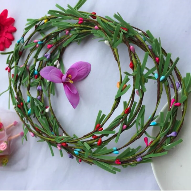 

New Colorful Rattan Flower Headband Garland Women Girls Floral Wreath Headwear Hair Accessories Halloween Party Favor Wedding