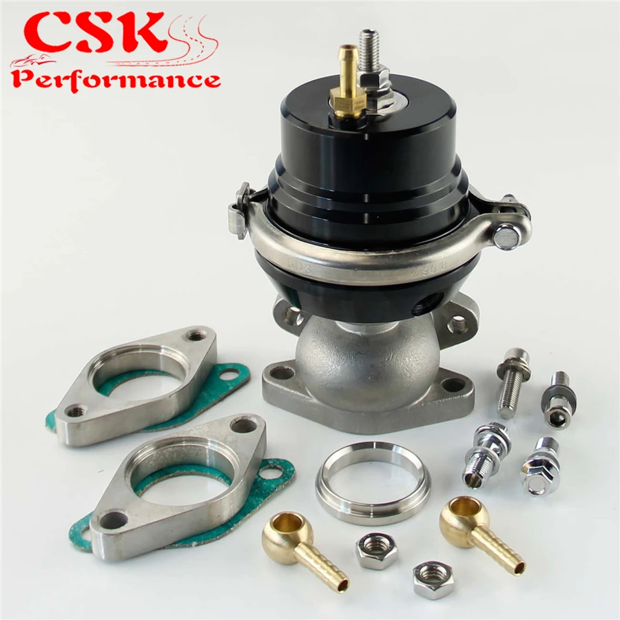 ADJUSTABLE TURBO MANIFOLD 38MM EXTERNAL WASTE GATE BLACK+8 PSI SPRING+FLANGE KIT |