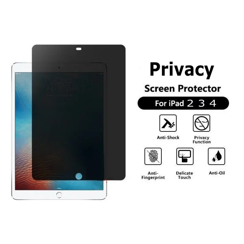 

Privacy Tempered Glass For iPad 4 3 2 Glass Screen Protective Film Anti-Peep For Apple IPAD 2 3 4 Privacy Anti Glare Glass film