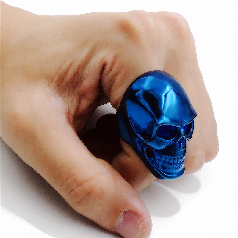 Мужские Обувь для мальчиков Огромный синий череп Нержавеющая сталь Байкер