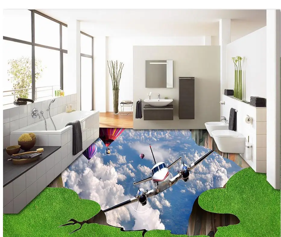 3d обои для пола фотообои стереоскопические летающие 3D из травы