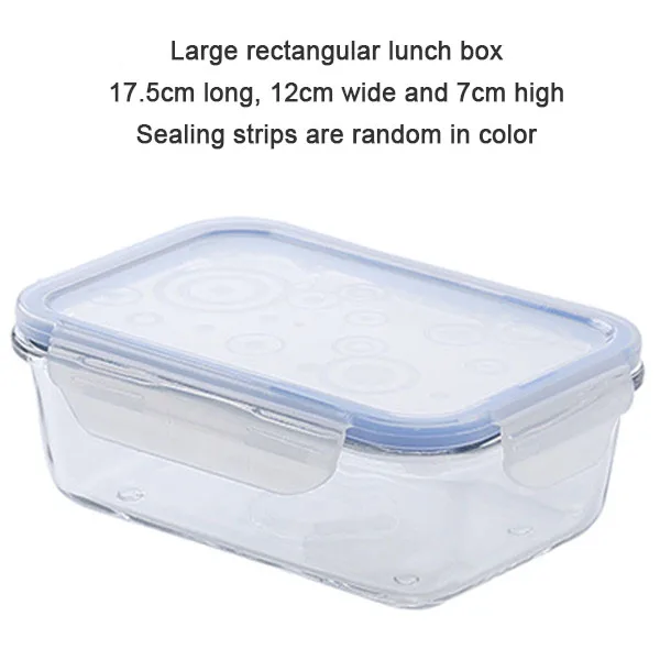 large rectangle Креативный стеклянный Ланч-бокс круглый прямоугольный прозрачный синий контейнер для еды переносной Ланч-бокс для взрослых и детей 1 шт - Цвет: large rectangle