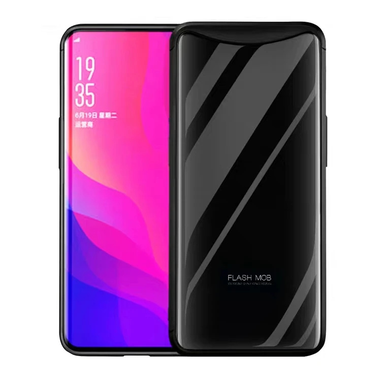 Бордовый красный чехол из закаленного стекла для OPPO Find X защитный чехол s для OPPO FindX чехол цветной чехол - Цвет: Черный