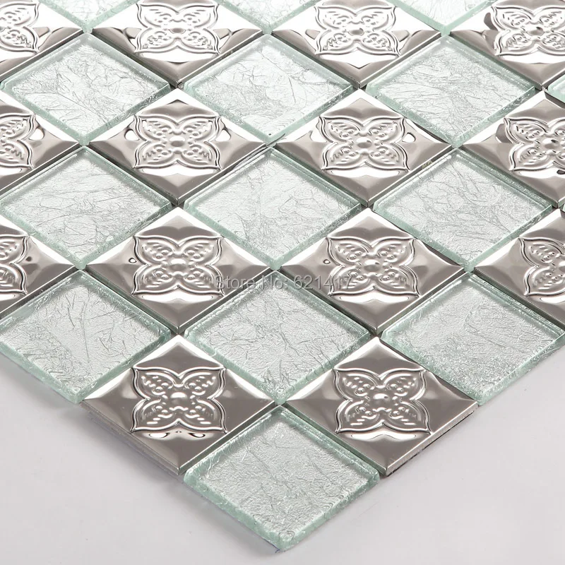 

New! white color crystal glass mixed stainless steel metal tile for kitchen backsplash tile bathroom shower hallway wall mosaic