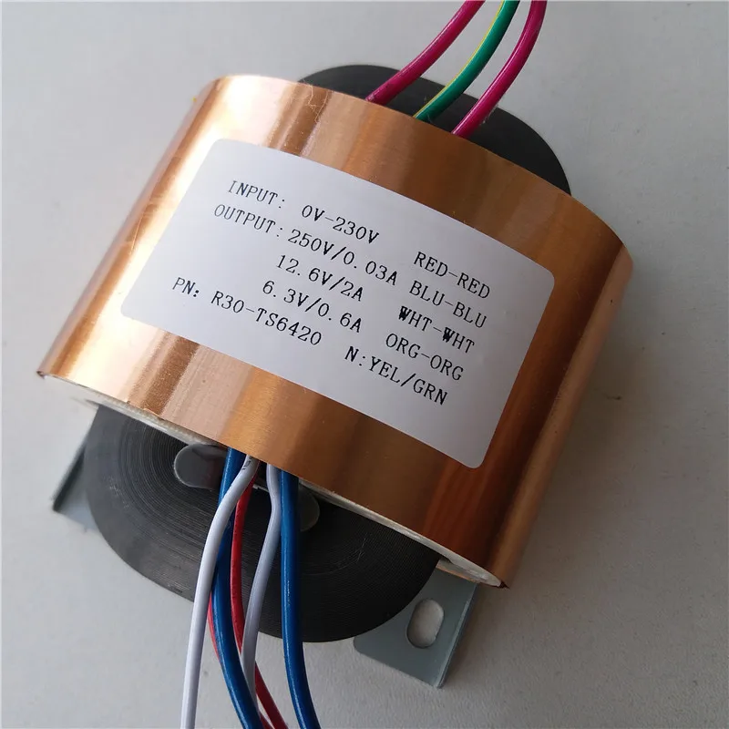 250 V 0.03A 12,6 V 2A 6,3 V 0.6A R трансформатор с сердечником 40VA R30 пользовательский Трансформатор 230 V медь для усилителя мощности