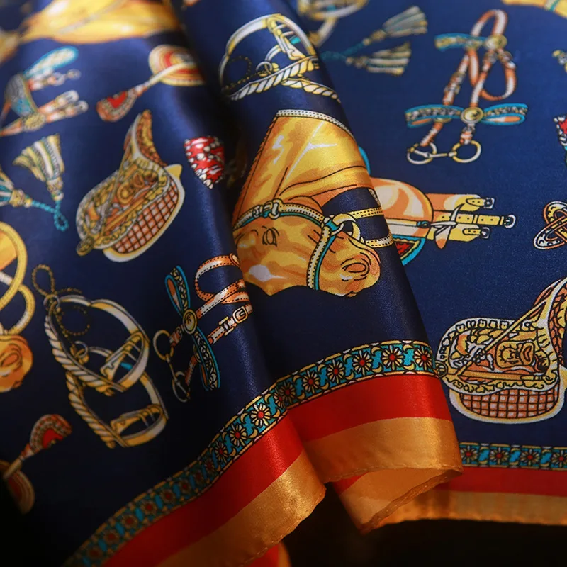 

Super high quality navy blue silk scarf decorative silk scarf