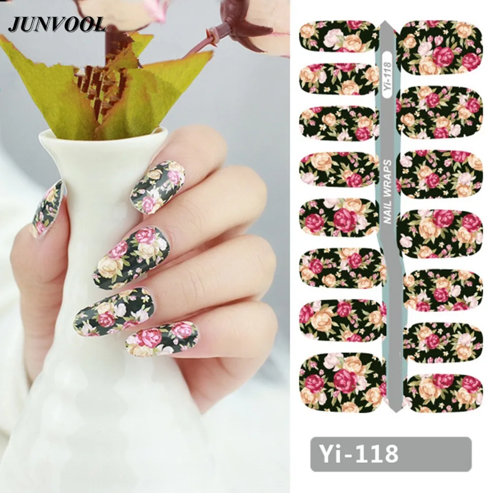 7 Лист Макияж Ногтей Наклейки Инструменты Полное Покрытие Цветы Клей Nail Art