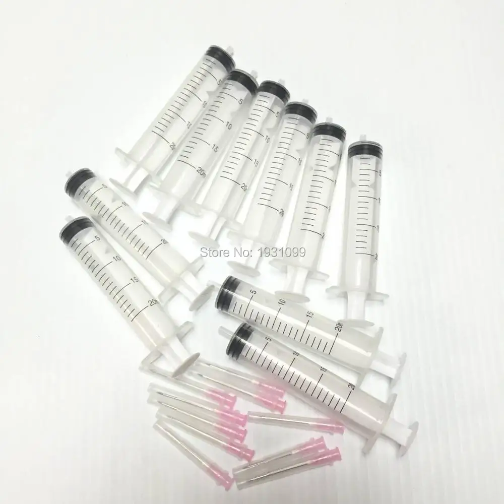 

YOTAT 10pcs 20ml syringes with needle for CISS or refillable cartridge suitable ink oil grease glue