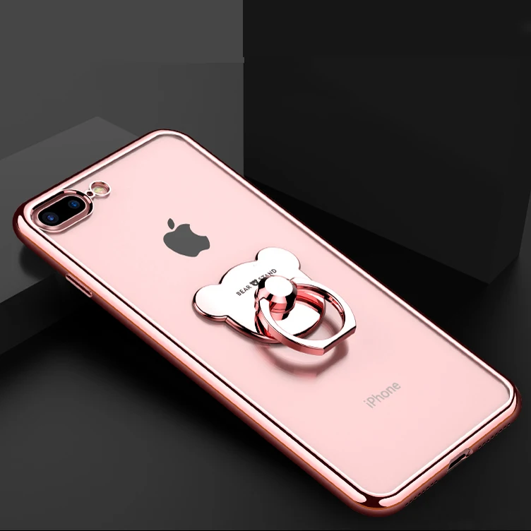 Чехол для iPhone 5 6 6S PlusCase чехлы с кольцом зеркальным медведем мягкие Роскошные