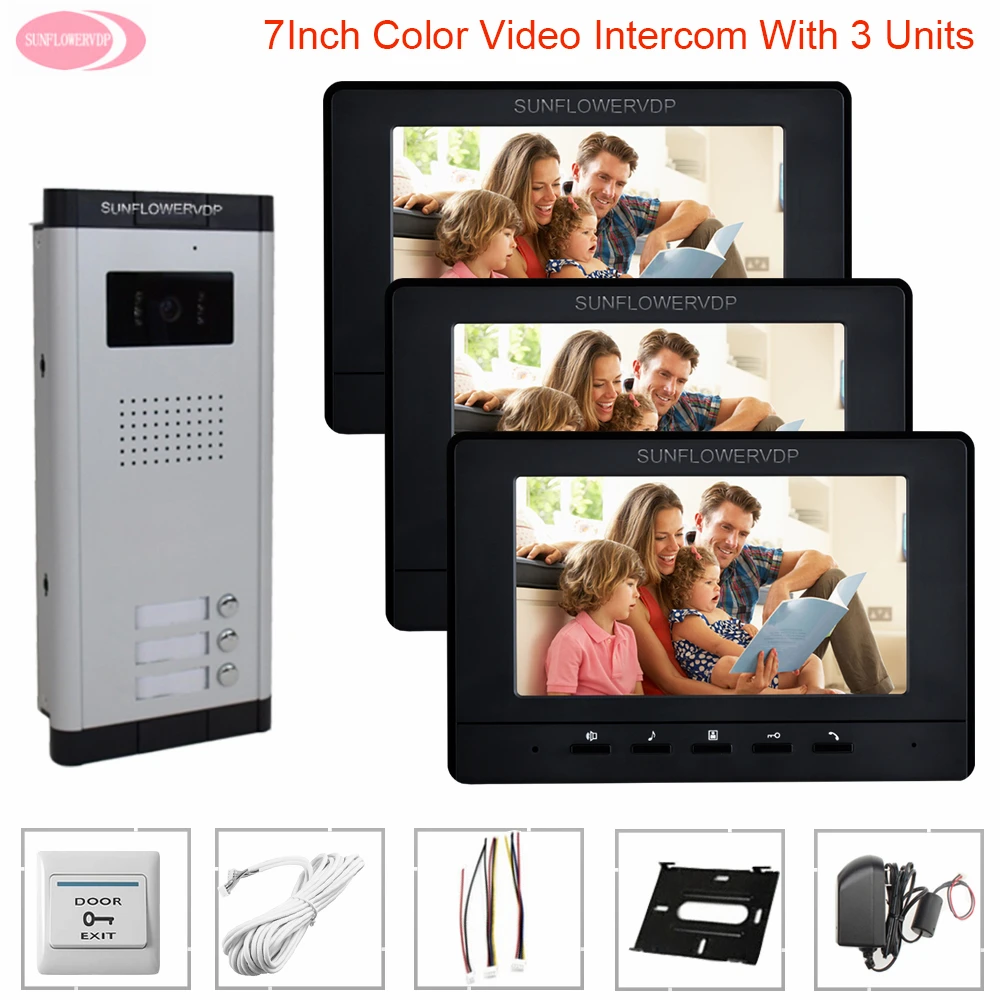 7 ''Kleur Video Intercom Voor De Appartement Thuis Telefoon Voor Thuis Deurbel Intercom Ir Camera Monitor Nachtzicht Intercom systeem