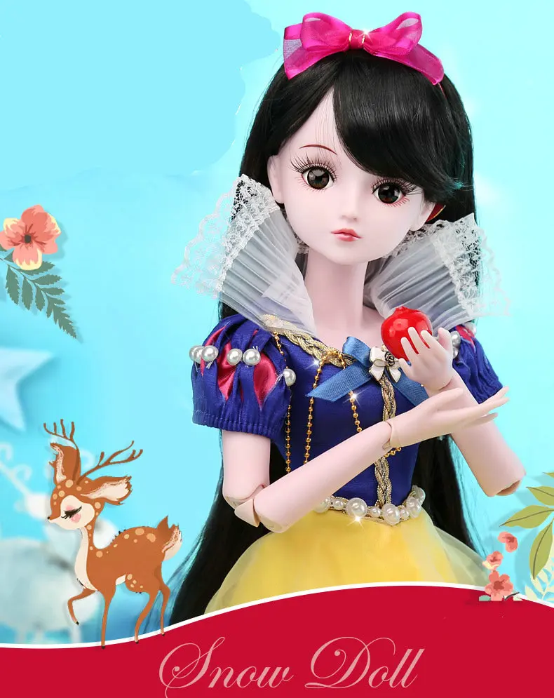 60 см Снежная белая кукла 1/3 Bjd куклы полный набор 19 Соединенных 3D глаза принцесса игрушка кукла игрушки для детей Подарки для девочек на день рождения