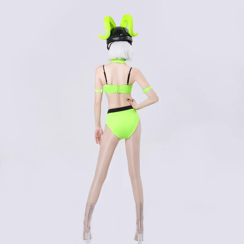 Женский неоново Зеленый бикини Roupa Feminina пляжный бюстгальтер + штаны DS Leading Dancer
