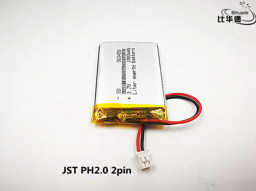 

10pcs/lot JST PH 2.0mm 2 pi Good Qulity 3.7V,1000mAH,503450 Polymer lithium ion / Li-ion battery for TOY,POWER BANK,GPS,mp3,mp4