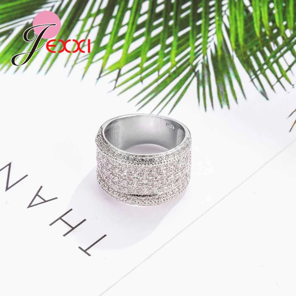 Кольца из серебра 925 пробы с блестящим кубическим цирконием|wide band ring|band ringreal sterling