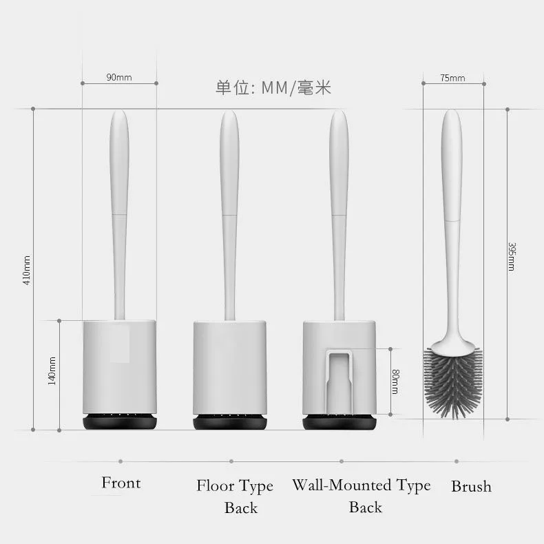 

Houmaid Bathroom Accessories Creative WC Toilet Cleaning Brush Set Plastic Holder Wall Mounted White Toilet Brush Holders