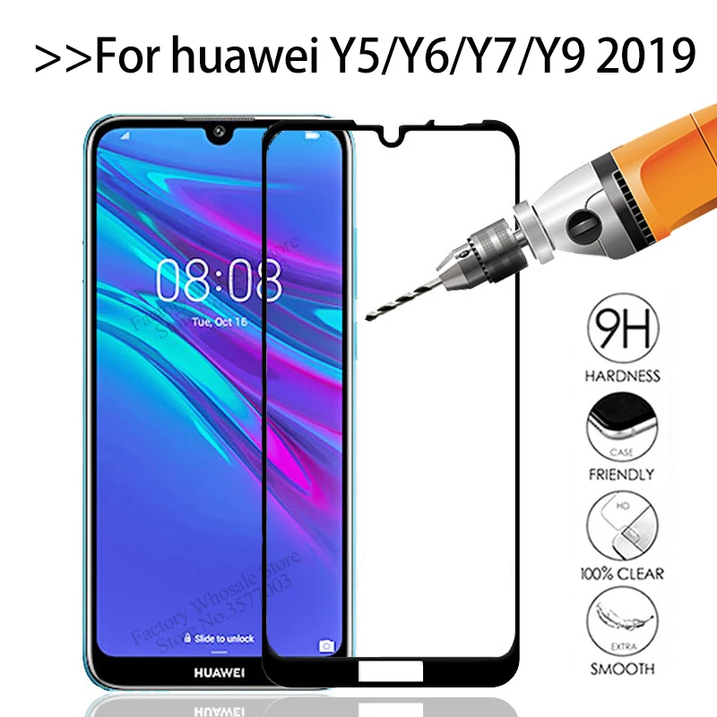 Закаленное стекло с полным покрытием для huawei y6 2019 Защита экрана y5 y9 y7 pro prime y 5 6 7 9