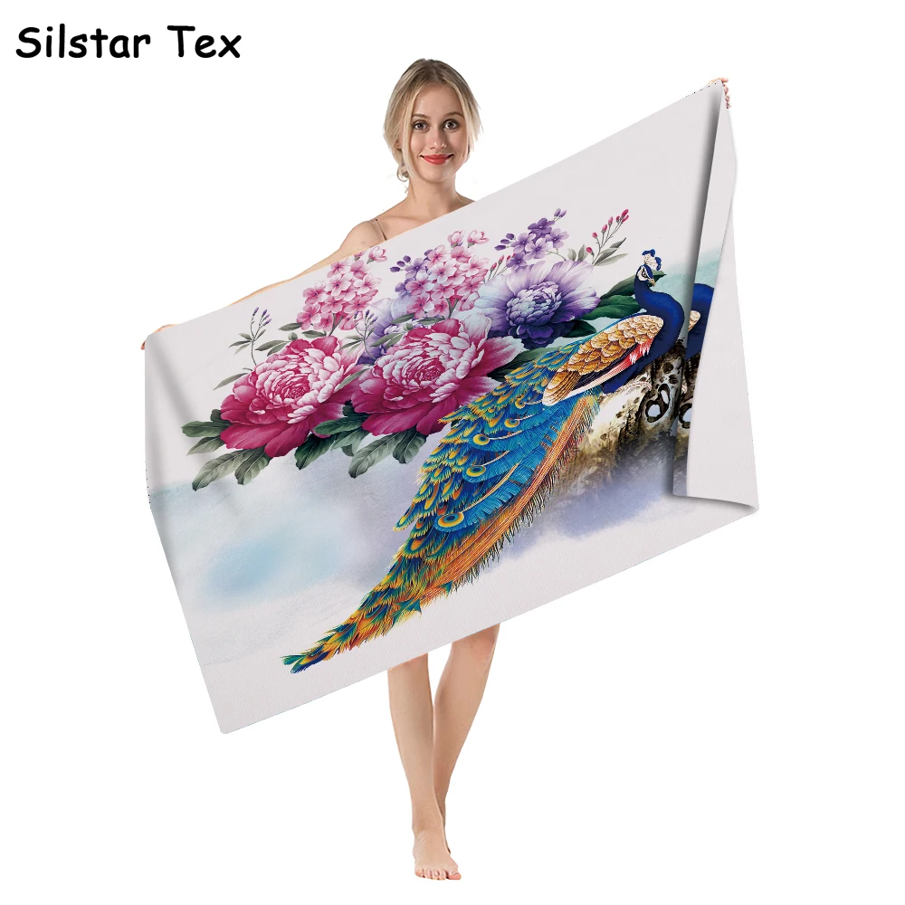 Silstar Tex красочные цветочные банные полотенца Птица Животное микрофибра пляжное
