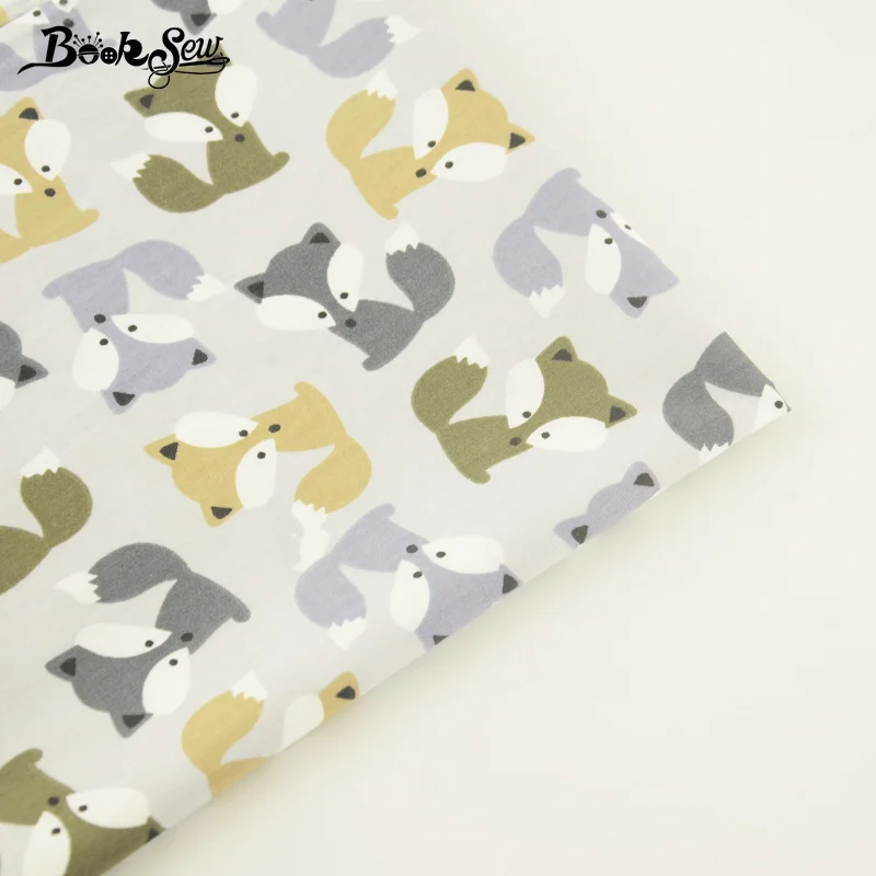 Booksew 100% хлопок саржа Ткань прекрасный лисы Дизайн Вышивание ткань кровать Лист