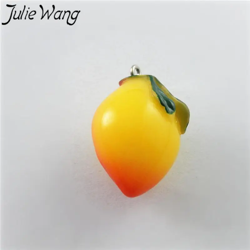 Julie Wang 5 шт. подвеска из смолы манго персик фрукты серьги фурнитура для