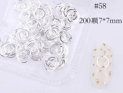JS08-58 Смешанные формы Новое поступление полые гвоздики для нейл-арта металл/серебро 200 шт маникюрные аксессуары DIY Shell Slider гвозди PL8 - Цвет: JS08-58
