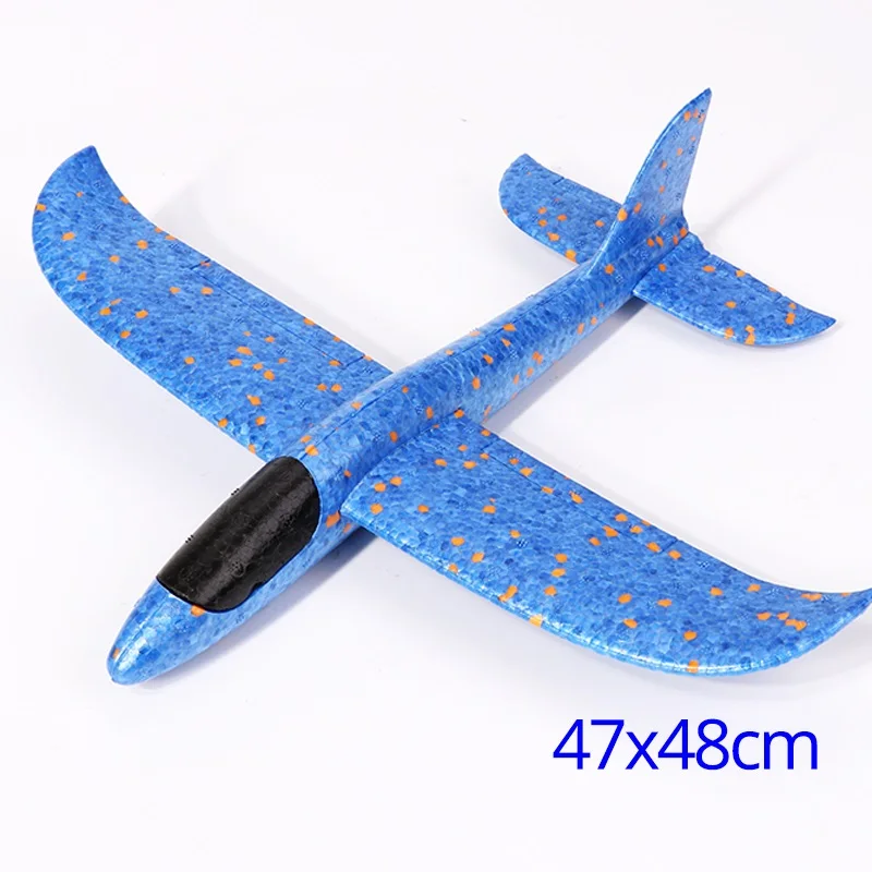 blue 48cm DIY ручной бросок Летающий планер игрушки-самолеты для детей пена модель аэроплана вечерние сумки наполнители Летающий планер самолет игрушки игры - Цвет: blue 48cm