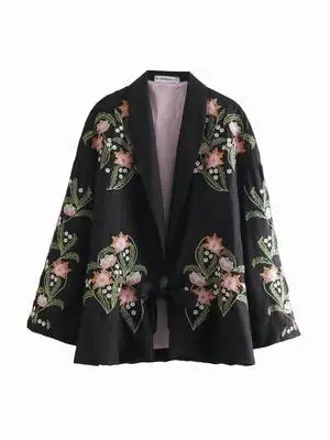 1 Новинка весны, вышитая куртка-кимоно, ветровка для женщин, Chaqueta Mujer Jaqueta Feminina - Цвет: 1