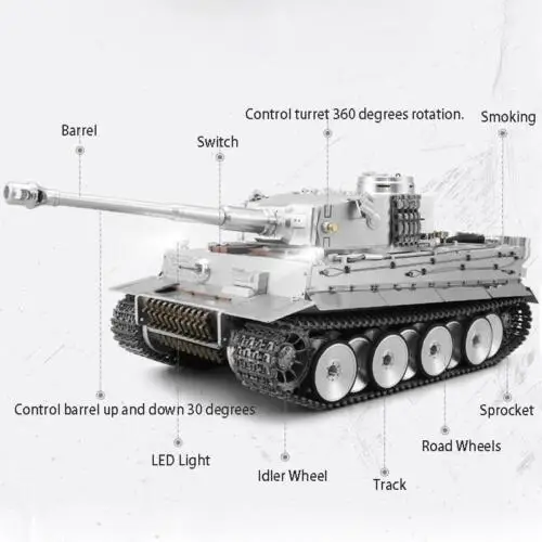 Henglong 1/16 весы улучшенный цельнометаллический немецкий Tiger I RTR RC Tank 3818 Pro модель |