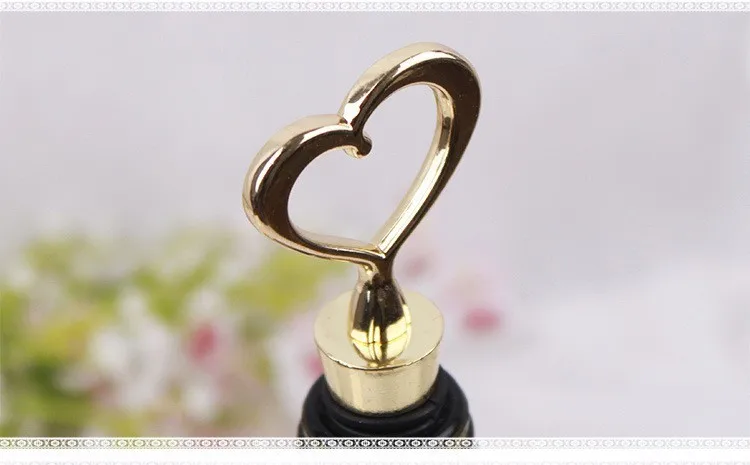 50 шт./лот свадебный подарок гостей в форме сердца золотого вина пробка для