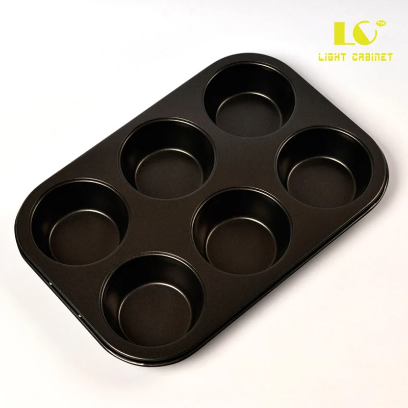 6 чашки антипригарным углерода Сталь противень для выпечки тортов поднос DIY Кухня