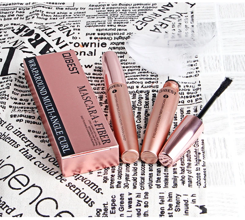Qibest Brand Professional Fashion Mascara Make Up Long Eyelash Curling Waterproof Lengthening Extension Mascara Cosmetic Brush