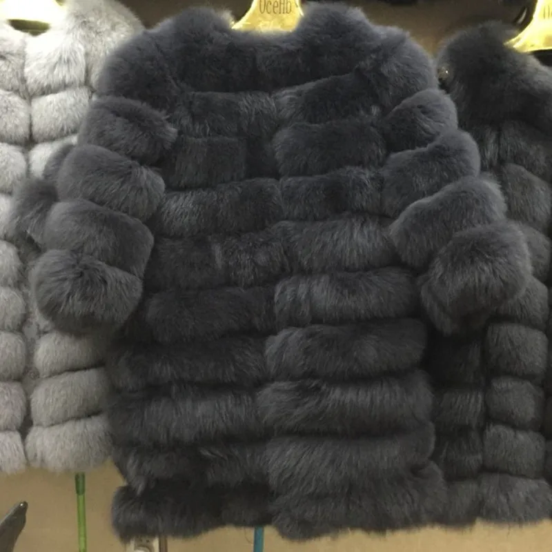 New Brand Winter Real Blue Fox Fur Coat Thick Warm Real fur Of Sables Women's Brown Long Jacket The fox fur Coat