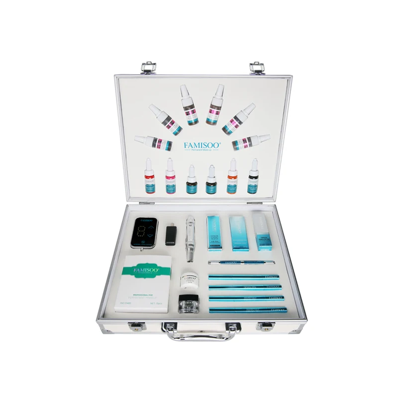FAMISOO Professional Tattoo Kit Set Rotary Machine Pen Power Ink Sets Needles Accessories Eyebrow Eyeliner Lip Permanent Makeup | Красота и