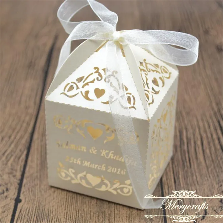 

50pcs Free customized design laser cut wedding favor boxes for special events