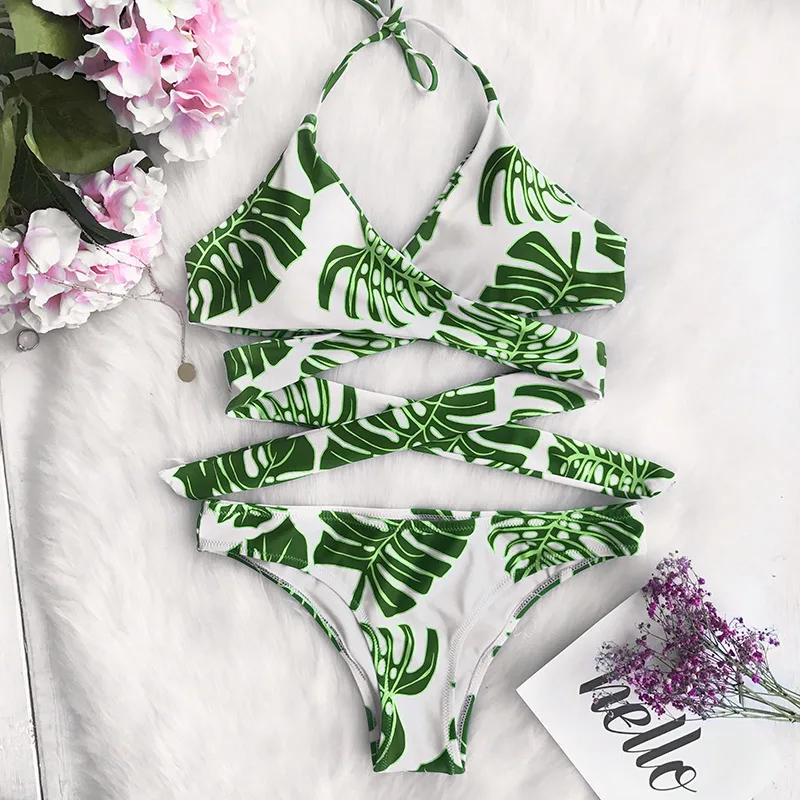 CUPSHE Refresh Leaves Крест Холтер пуш ап бикини набор для женщин 2017 Летний Пляжный