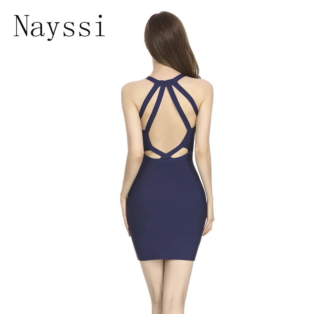 Nayssi 2019 женское Бандажное платье с вырезом на шее сексуальное летнее спагетти