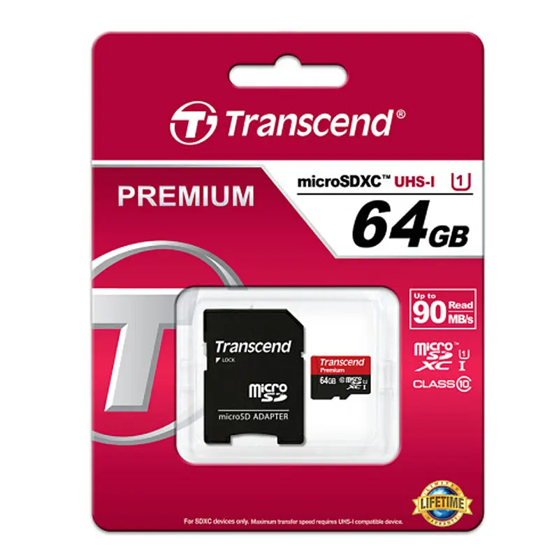 Оригинал Transcend 16 ГБ 32 64 Гб MicroSD MicroSDHC MicroSDXC Micro SD карта SDHC SDXC чтение 90 МБ/с./с класс 10